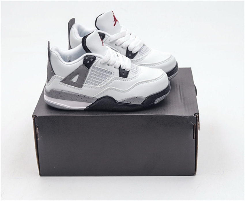 Youth White/Grey Running weapon Super Quality Air Jordan 4 Shoes 035